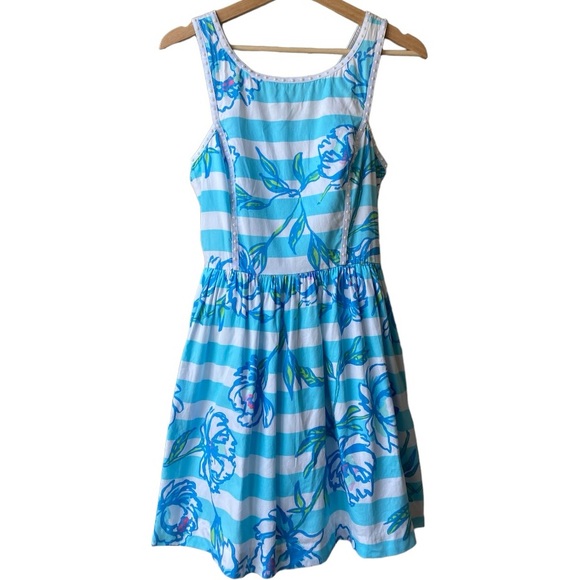 Lilly Pulitzer Sandrine Dress Shorely Blue, with  Pearl details, size 2 - Picture 2 of 10